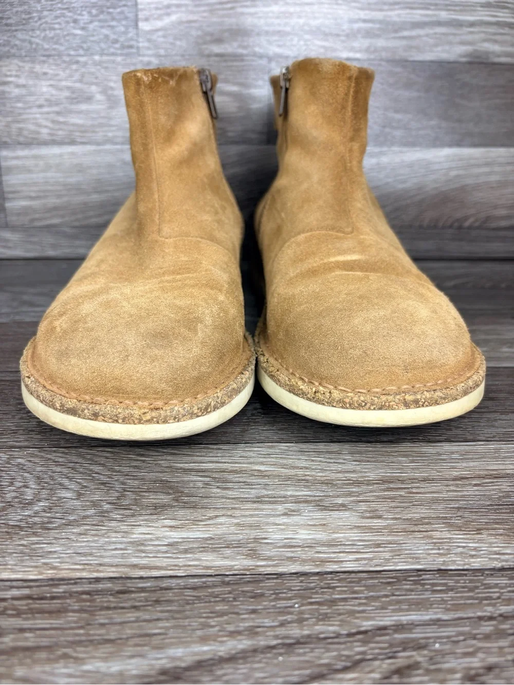 Birkenstock Melrose Tan Suede Zip Up Ankle Boot Plaid Lining Women’s Sz 40 or 9
